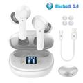 Bluetooth Earbuds Wireless Earbuds with Type C Charging Case IPX6 Waterproof Bluetooth 5.0 Headphones Deep Bass Sound Earphones with Mics Touch Control in-Ear Headset for iPhone Android White