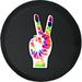 Black Tire Covers - Tire Accessories for Campers SUVs Trailers Trucks RVs and More | Peace Sign Tie Dye Black 29 Inch