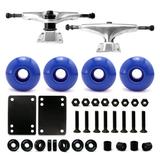 Victory Jump Skateboard Trucks and Wheels Set Skateboard Accessories Skateboard Trucks 5 inch Skateboard wheels 52mm Skateboard Bearings (5 inch Silver Truck w 52mm Blue Wheels)