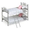 Badger Basket Scrollwork Metal Bunk Bed with Ladder Bedding for 18 inch Dolls - Silver/Pink