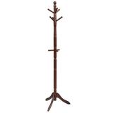 Topbuy Free Standing Coat Rack Solid Wood Hall Tree w/9 Hooks & 2 Adjustable Height Brown