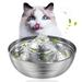 67oz/2L Metal Pet Fountain Dog Water Dispenser Cat Water Fountain Stainless Steel Ultra-Quiet Cat Fountain Water Bowl with Filter and Cleaning Brush for Small Animals