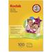 KODAK Photo Paper Gloss 4 x6 100 count 48lb-180g/m2 weight 6.5 mil thickness (41160 - 1743327)