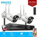 {Dual Antennas Wi-Fi Enhanced 2K 3.0MP} 2 Cameras 500GB Wireless Security Camera System Surveillance NVR Kits with Outdoor WIFI Security Cameras AI Human Detection Night Vision by OOSSXX