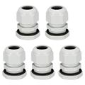 5Pcs PG19 Cable Gland Waterproof Joint Adjustable White for 12mm-15mm Dia Wire