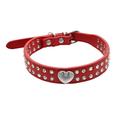 PetEquip Pet Collar Rhinestones Crystal Heart PU Leather Pet Necklace Jewelry Holiday Gift Red XS