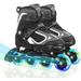 SubSun Kids Boys Inline Skates Adjustable Blades Skate Light up Wheels Black Size S