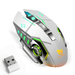 Rechargeable Wireless Bluetooth Mouse Multi-Device (Tri-Mode:BT 5.0/4.0+2.4Ghz) with 3 DPI Options Ergonomic Optical Portable Silent Mouse for Oppo Reno4 Z 5G White Green