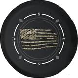 Spare Tire Cover Compass Tactical Camo Waving American Flag Military Veterans Wheel Covers Fit for SUV accessories Trailer RV Accessories and Many Vehicles