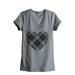 Plaid Heart Women s Fashion Relaxed V-Neck T-Shirt Tee Heather Grey Small