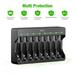 EBL 8 Slots Battery Charger for Ni-MH Ni-CD AAA AA Rechargeable Batteries with USB Cable