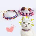 Yirtree Pet Necklace Adjustable Ethnic Style Tassel Design Bright Color Show Unique Charm Nylon Pet Collar Cat Neck Circle with Faux Pearl Pet Supplies