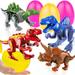 4 Pack Easter Basket Stuffers Gift 3.15 Large Easter Dinosaur Eggs Deformation Dino Egg Toy for Kids Boy Toddlers Jumbo Surprise Eggs Filled Dinosaur Hunt Easter Party Favor