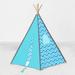 Bacati Mix N Match Ikat Chevron/Dots Aqua/Grey Teepee Tent for Kids/Toddlers 100% Cotton Breathable Percale Fabric Cover