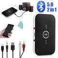 2-in-1 Wireless 3.5mm Adapter Bluetooth 5.0 Transmitter Receiver Low Latency Bluetooth Audio Adapterfor TV Audio Portable Bluetooth Receiver for Car/Home Stereo System