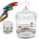 Miumaeov Stainless Steel Parrot Cockatiel Bird Cage Travel Carrier Cage with Chassis Buckle Food Cup