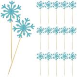 NUOLUX 100Pcs Cupcake Toppers Snowflake Cake Picks Cupcake Decor Birthday Party Supplies