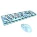 TureClos 2.4GHz Color Mixing Round USB Wireless Gaming Keyboard and Mouse Set Detachable 104 Keys Colored Keyboard and Mouse Combo