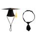 OUNONA 2pcs of One Set Pet Graduation Collar Set Adorable Cat Hat Tie Suit Pet Party Supplies (Black)