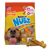 Nylabone Natural Nubz Edible Dog Chews Made with Real Chicken Highly Digestible Long Lasting and Delicious Reward Treats Help Clean and Gums great for all Dog Sizes 22ct Large Chew 2.6Lbs