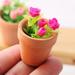 Walbest Dollhouse Green Plant Handmade Simulated Ceramic Potted Plants Rose Doll House Plant Miniature Landscape