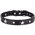 Dog Collar with Stars Studs Puppy Small Medium Dog Necklace for Kitten Pet Collar Adjustable Length Leather(L)