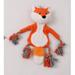 Stuffingless Squeaky Dog Toy Gray Fox Shape Crinkle Dog Chew Toy with Rope Knots