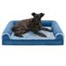 FurHaven Pet Products | Full Support Orthopedic Two-Tone Faux Fur & Suede Sofa Pet Bed for Dogs & Cats Marine Blue Medium