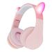 PowerLocus P1 Kids Headphones Wireless Headphone Over-Ear with Microphone Micro SD mode FM Radio - Cat Pink