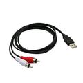 Promotion Clearance 1.5m/5FT USB Male A to 2 RCA Male Adapter Audio Converter Cable Video AV A/V Cable USB to RCA Cable Cord for HDTV TV Black