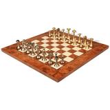 Modern Solid Brass Chess Set with Elm Burl Chess Board