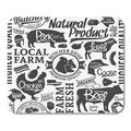 Pattern Typographic Butchery Farm and Butcher Sheep Silhouette Mousepad Mouse Pad Mouse Mat 9x10 inch