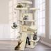 68 Inches Multi-Level Large Cat Tree Tall Multi-Cats Tower with 2 Big Cat Condo &Cat Hair Brush Large Cat Tree with 3 Padded Plush Perches & Scratching Posts for Kittens (Beige)