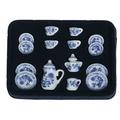 MageCrux 15PCS 1:12 Dollhouse Miniature Blue Flower Tableware Porcelain Coffee Tea Cups