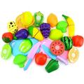 Kitchen Fun Toys Cutting Fruits Vegetables Pretend Food Playset for Children Girls Boys Plastic Educational Early Age Basic Skills Kitchen Setï¼ˆ18PCS Random Colorï¼‰