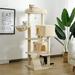 Pefilos 56 Sisal Hemp Cat Tree Tower for Adult Cats Condo for Multiple Cats Furniture Scratch Post Cat Tree House for Indoor Cats Pet House Play Kitten with Cozy Perches Beige