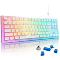 Womier K87 TKL Mechanical Gaming Keyboard 75% Wired Hot Swappable Gaming Keyboard with Pudding Keycaps Translucent RGB Backlit Compact Keyboard for Computer PC PS4 Xbox-Gateron Brown Switch