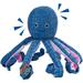 Mounchain Squeaky Plush Dog Toys Leather Plush Puppy Chew Toys Interactive Dog Toys Octopus Shape Blue