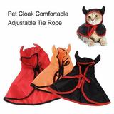 Pet Cloak Comfortable Adjustable Tie Rope Devil s Horn Halloween Cosplay Cat Costumes Puppy Hooded Cloak Dog Accessories (Orange)