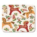 LADDKE Pattern Folk Horses Colorful Wooden Symbol of New Year Floral Mousepad Mouse Pad Mouse Mat 9x10 inch
