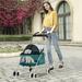 Dkeli Pet Stroller with Cup Holder for Small Dogs Teal