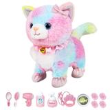 Interactive Plush Pet Cat Electronic Plush Toy Cat with Remote Control Leash Walking Barking Wagging Tail & Nod Head Includes Puppy Accessories for 3+ Girls