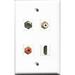 RiteAV 1 Port HDMI and 1 Port RCA Red and 1 Port RCA White and 1 Port Coax Cable TV- F-Type Wall Plate