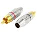 Unique Bargains 2 x RCA Male Plug Non Solder Audio Video Locking Connector Gold Silver Tone