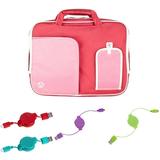 Vangoddy Office Business Travel Laptop Case up to 14 inch laptop + 4x MicroUSB Charging Cables Pink