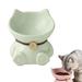 Feelers Ceramic Cat Bowl Tilted Elevated Pet Food Bowl Raised Cat Food Bowl for Flat Cats & Small Dog Green S