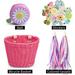 Bicycle Basket for Girls Pink Adjustable Front Handlebar Bike Basket with Bike Streamers Set Bell/Bicycle Windmill/Bicycle Wheel Beads DIY Bike Decoration Accessories Kit Gift