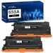 2-Pack 655A Black Toner Cartridge Compatible for HP 655A CF450A Color LaserJet Enterprise M652dn M652n M653dn Printer