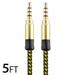 3.5Mm Male To Male Audio Cable by FREEDOMTECH 5FT Universal Auxiliary Cord 3.5mm Male to Male Round Braided Audio Aux Cable w/Aluminum Connector for iPods iPhones iPads Galaxy Home Car Stereos