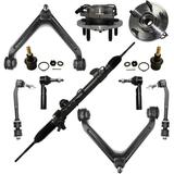 Detroit Axle - 11PC Power Steering Rack and Pinion Front Wheel Hub Bearings Upper Control Arms Ball Joints Sway Bars and Outer Tie Rods Replacement for 2007 2008 2009 Aspen & Dodge Durango 5 LUG